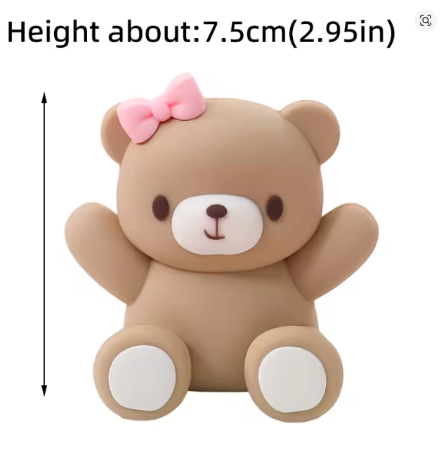 Cake Topper Bear with Pink Bow