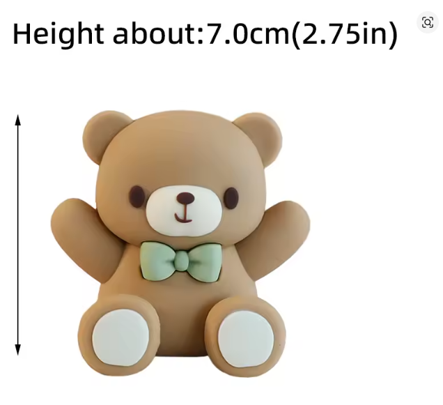Cake Topper Bear with Green Bow