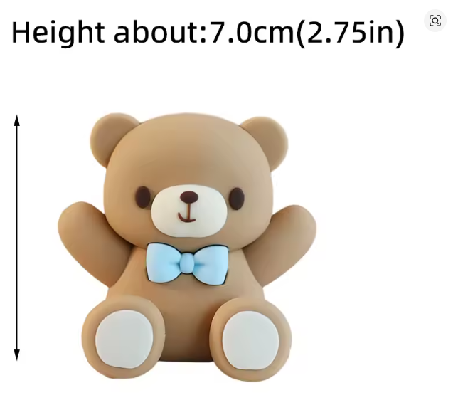 Cake Topper Bear with Blue Bow