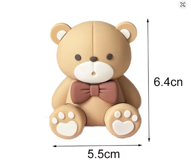 Cake Topper Bear with Brown Bow