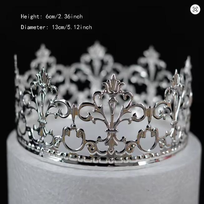 Cake Topper Silver Crown 13cm