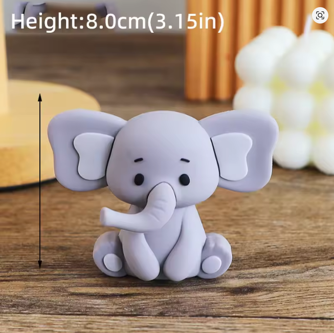 Cake Topper Elephant Grey Ears