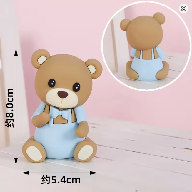 Cake Topper Bear with Blue Overalls