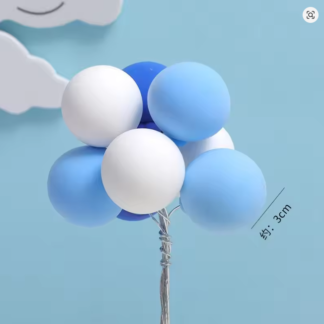 Cake Topper Balloons Blue/White