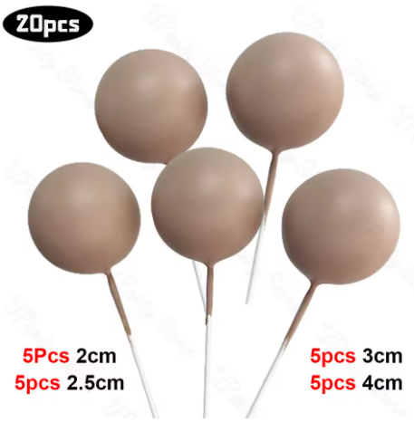 Cake Ball Toppers 20pc Mixed Sizes - Camel