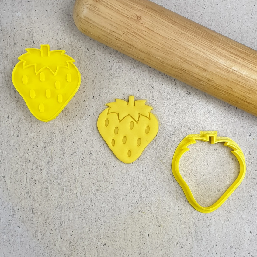 Custom Cookie Cutters - Strawberry Large Cutter and Embosser
