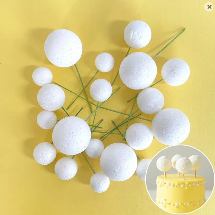 Deco Foam Ball Toppers 20pc - Glitter White