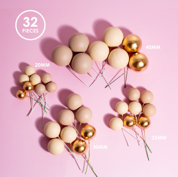 SPRINKS Cake Ball Toppers 32 Pack - Champagne Gold
