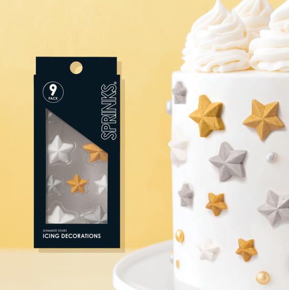 Sprinks Icing Decorations - Shimmer Stars (9 Pieces)