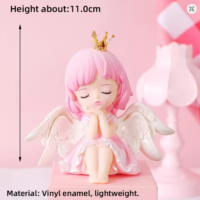 Cake Topper Fairy with Pink Hair and Crown