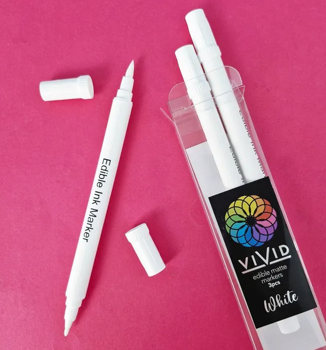 Vivid Edible Matte Markers White Pack of 3