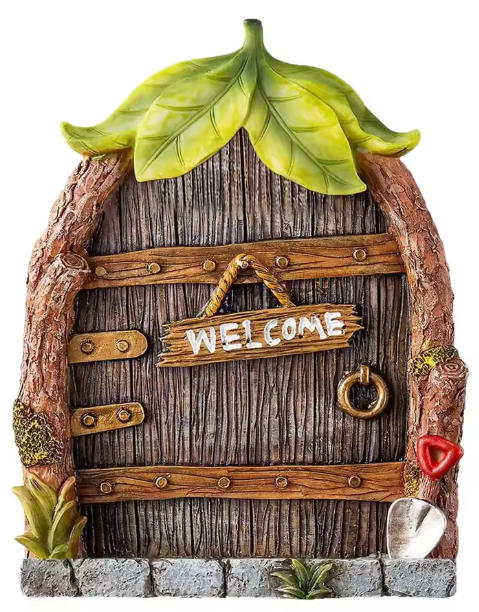 Cake Topper Fairy Door with Leaves