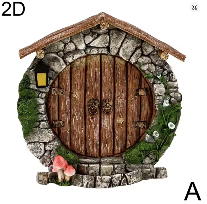 Cake Topper Fairy Door Round with Cobblestones