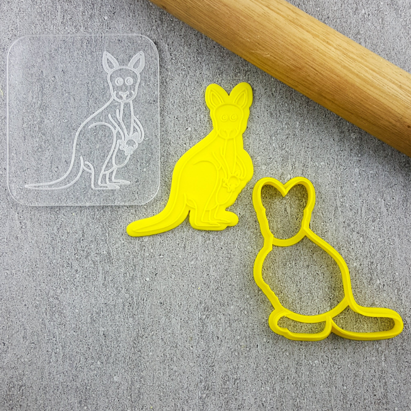 Custom Cookie Cutters - Kangaroo Cutter and Debosser Set