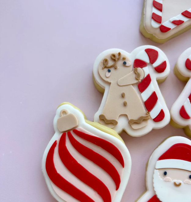 Boss Embossers - Gingerbread Boy Holding Candy Cane Debosser Stamp and Cutter