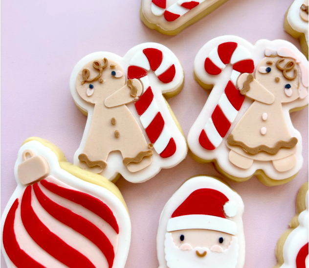 Boss Embossers - Gingerbread Girl Holding Candy Cane Debosser Stamp and Cutter