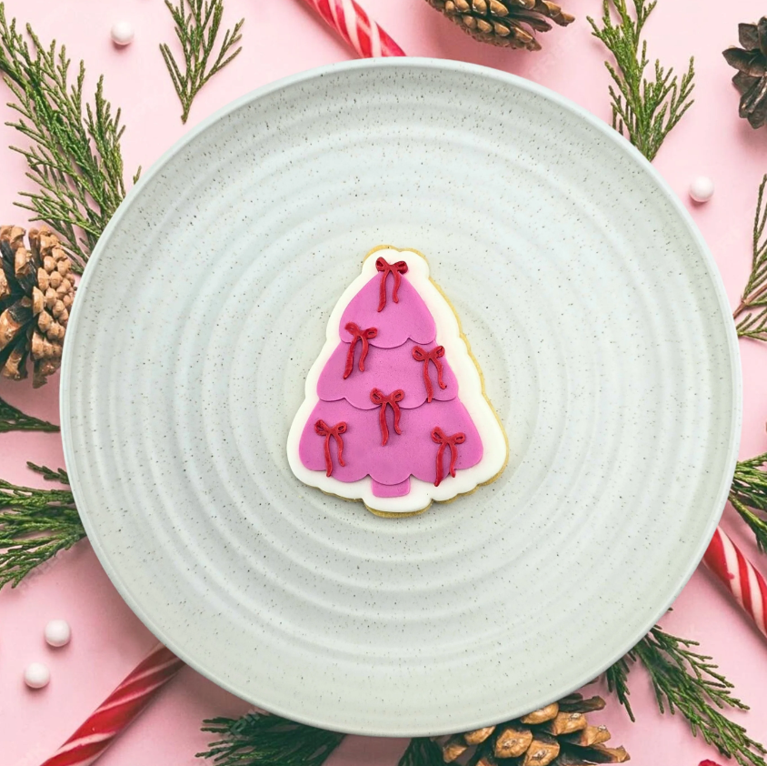 Custom Cookie Cutters - Christmas Tree with Bows Cutter & Debosser