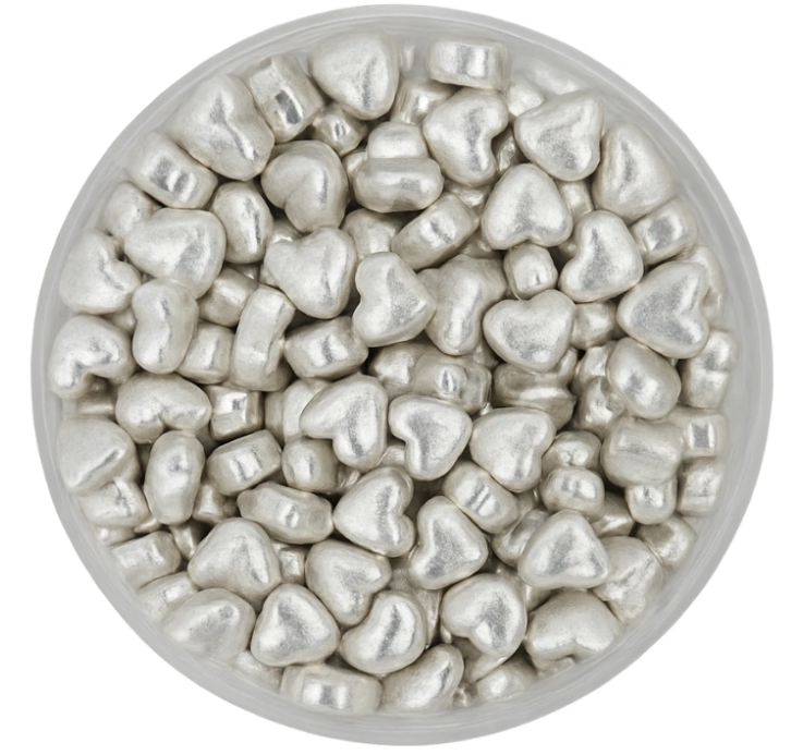 Metallic Silver Heart Iconic Sprinkles - 100g