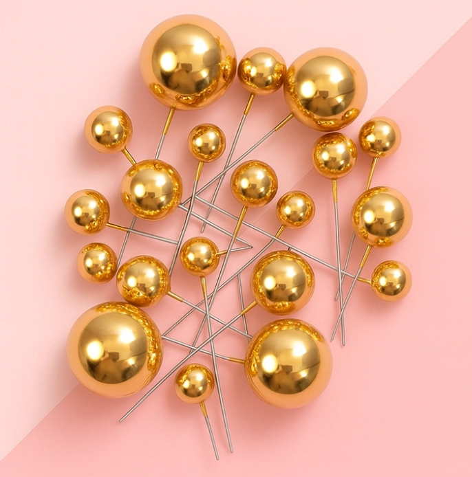 Metallic Gold Ball Toppers 20pc