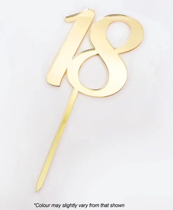 18 9cm Gold Mirror Acrylic Cake Topper