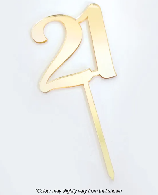21 9cm Gold Mirror Acrylic Cake Topper