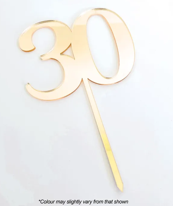 30 9cm Gold Mirror Acrylic Cake Topper