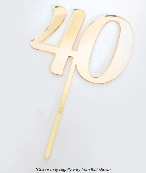 40 9cm Gold Mirror Acrylic Cake Topper