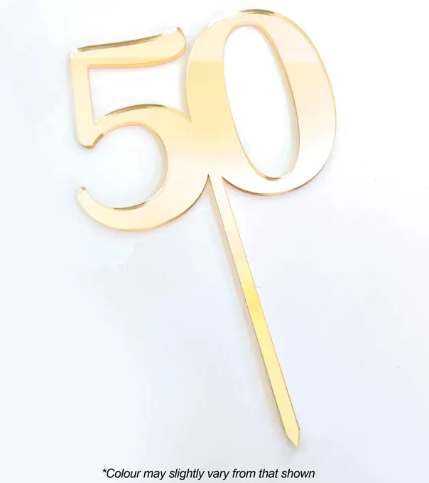 50 9cm Gold Mirror Acrylic Cake Topper