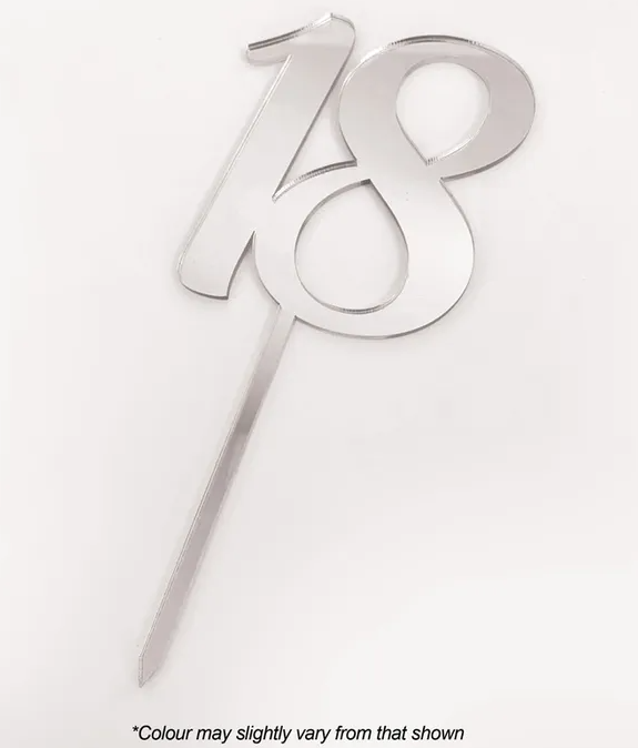 18 9cm Silver Mirror Acrylic Cake Topper