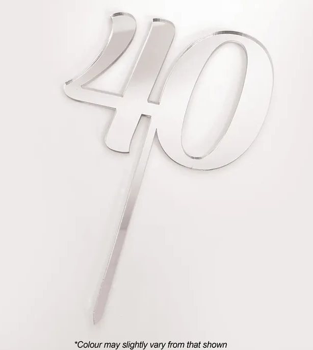 40 9cm Silver Mirror Acrylic Cake Topper