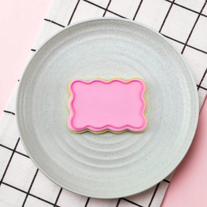Custom Cookie Cutters - Wavy Rectangle Cutter & Debosser Set