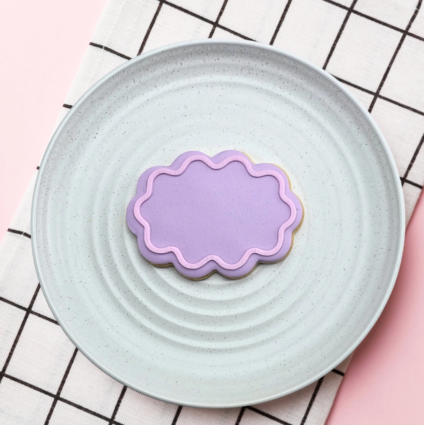 Custom Cookie Cutters - Wavy Oval Cutter & Debosser Set