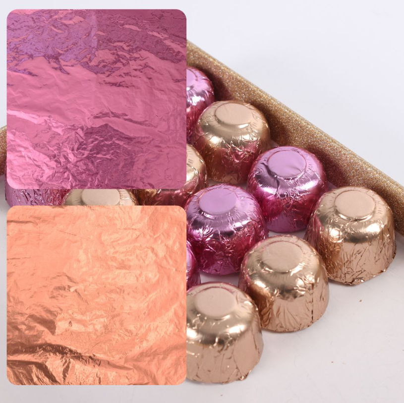 Foil For Wrapping Chocolates - 4pk Lolly Pink & Rose Copper