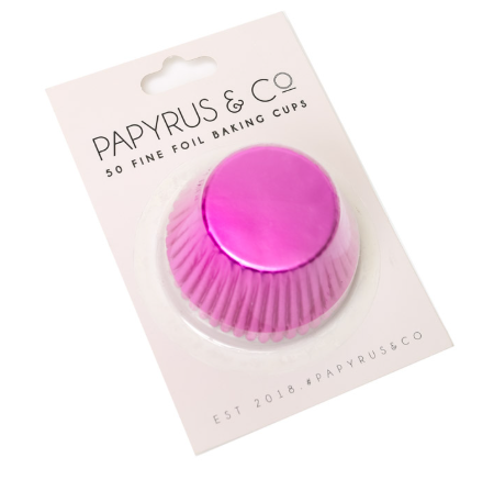Medium Hot Pink Foil Baking Cups (50 Pack) - 44mm Base