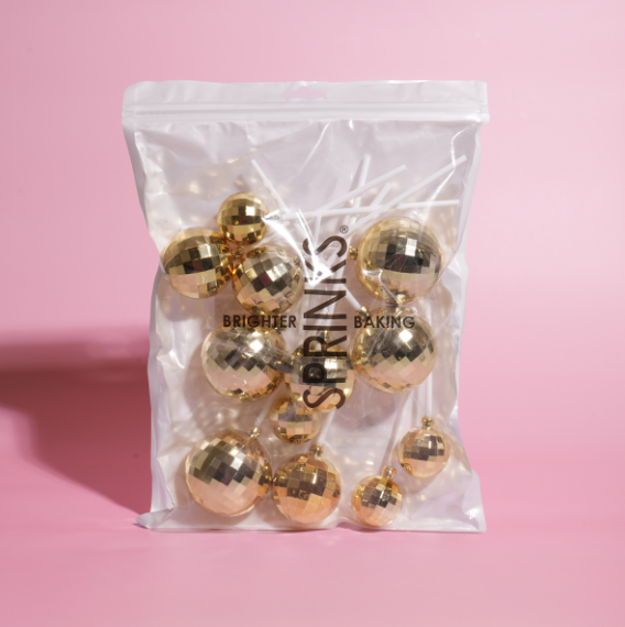 SPRINKS 12 Piece Disco Ball Toppers - GOLD