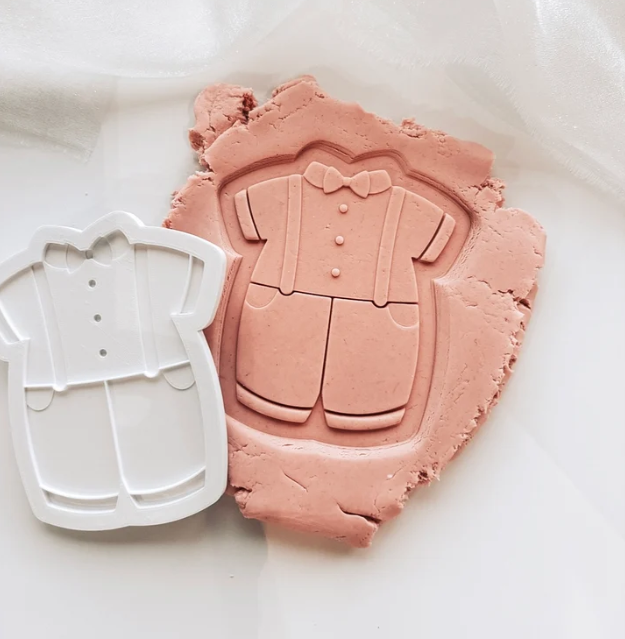 Boss Embossers - Outfit with Bow and Suspenders Baptism Boys Outfit Stamp & Cutter