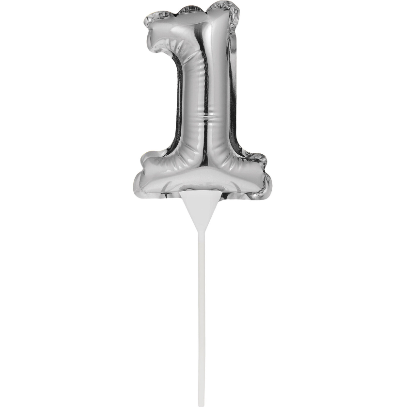 Silver Balloon Topper - Rainbow Number 1