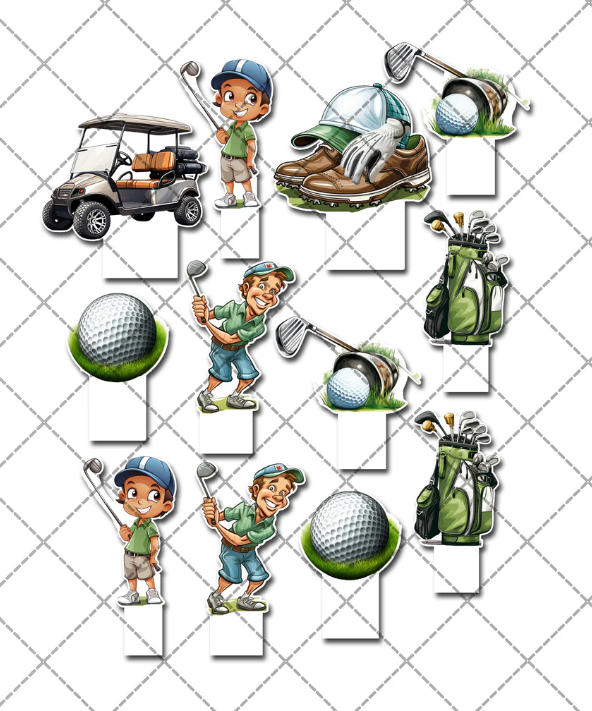 Male Golfer Pre-Cut Edible Stand-Up Wafer Card Cupcake Toppers - 12 Pack