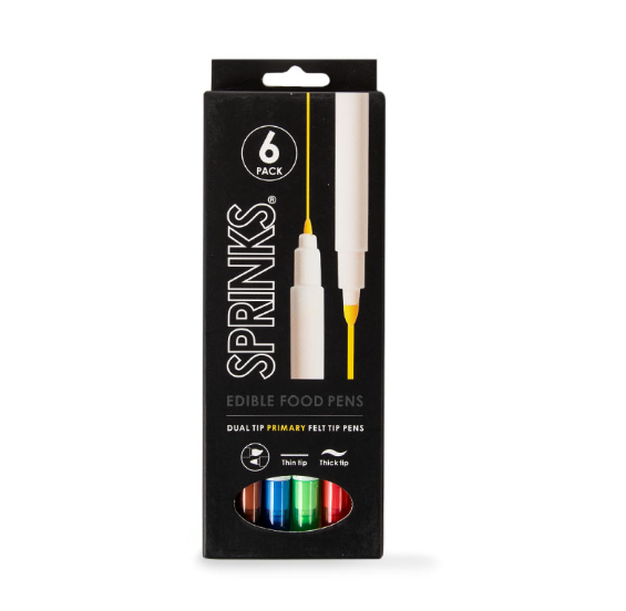 Sprinks Edible Food Pen Set - Primary Pack of 6