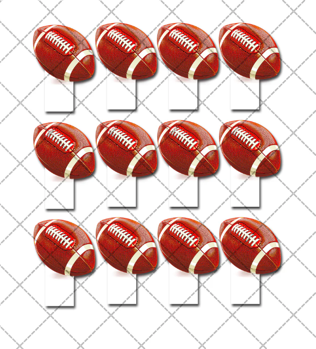 Rugby Balls Edible Stand-Up Wafer Card Cupcake Toppers - 12 Pack