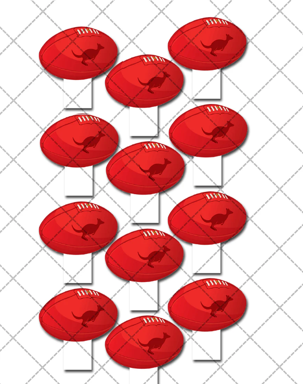 AFL Footballs Edible Stand-Up Wafer Card Cupcake Toppers - 12 Pack