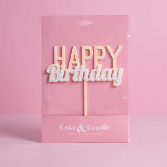 Milkshake Happy Birthday Cake Topper - Caramel