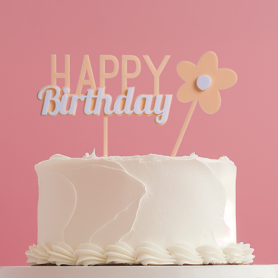 Milkshake Happy Birthday Cake Topper - Caramel