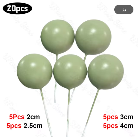 Cake Ball Toppers 20pc Mixed Sizes - Sage