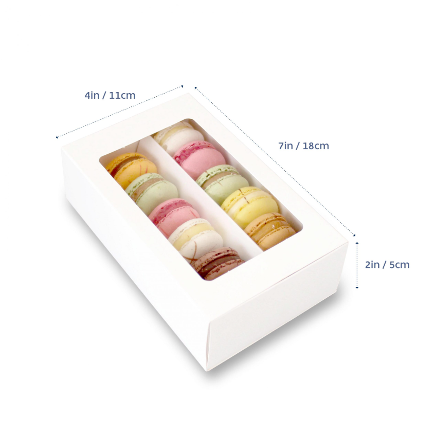 Loyal 12 Macaron Box Window Lid - 7" x 4" x 2" (18x11x5.5cm)