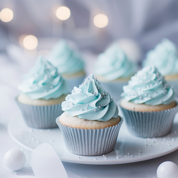 Medium Pastel Blue Foil Baking Cups (50 Pack) - 44mm Base