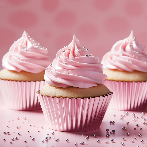 Medium Pastel Pink Foil Baking Cups (50 Pack) - 44mm Base