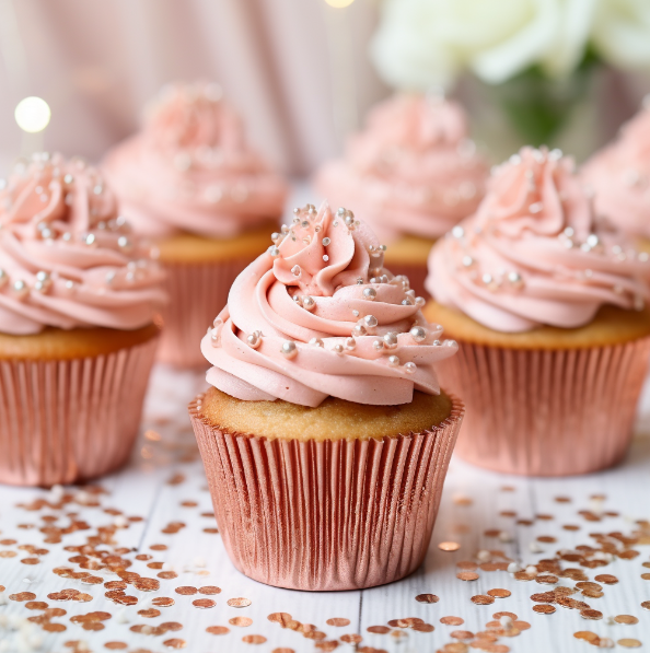 Medium Rose Gold Foil Baking Cups (50 Pack) - 44mm Base