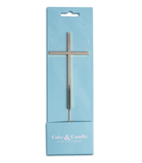 Silver Metal Cake Topper - Fine Cross