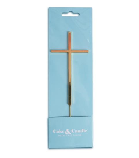 Gold Metal Cake Topper - Fine Cross